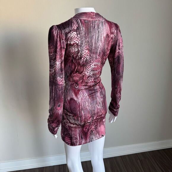 Snake Skin Animal Print Slinky Ruched Body Con Dress - Picture 7 of 8